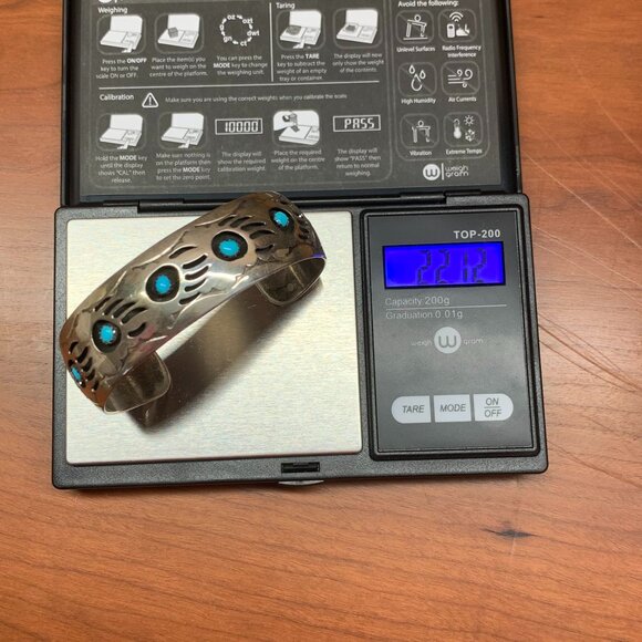 Navajo Bear Claw Paw Shadowbox Turquoise Sterling Cuff Bracelet P. Spencer - Picture 14 of 14